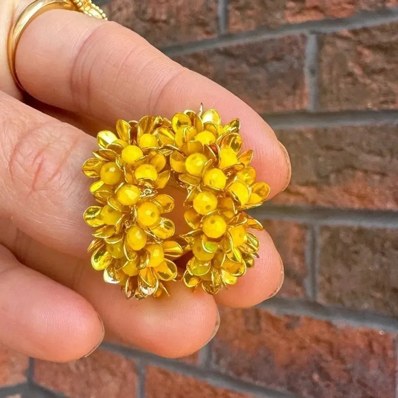Blossom Floral Hoop Earrings in Yellow - Picture 10 of 10
